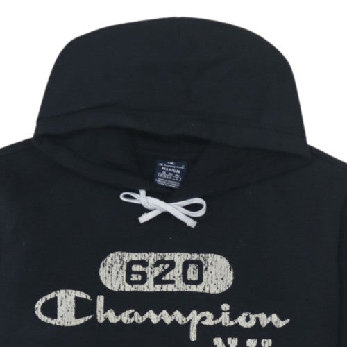 Champion Women's Black Medium Pullover Hoodie with Logo Print