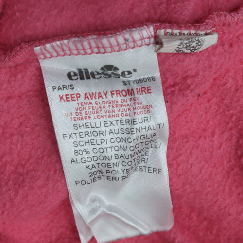 Ellesse Women Pink Crew Neck Pullover Sweatshirt UK 14 Cotton Blend
