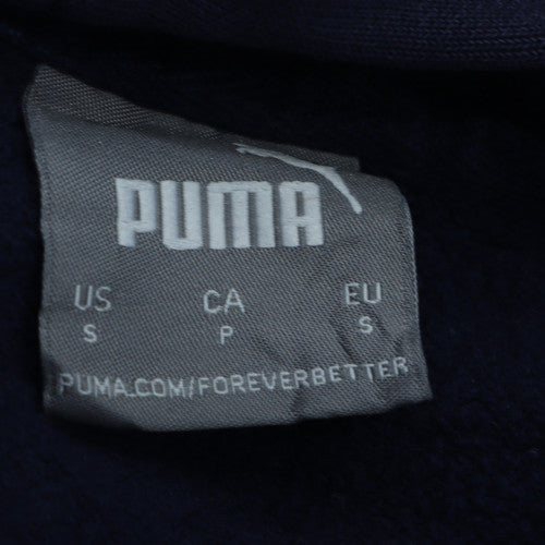 Puma Men's Blue Pullover Hoodie Small Fleece Logo Sportswear