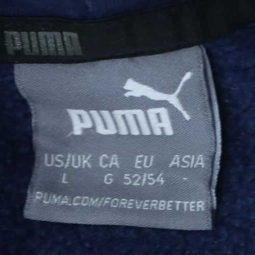 Puma Mens Blue Pullover Hoodie Size L Graphic Logo Sportswear