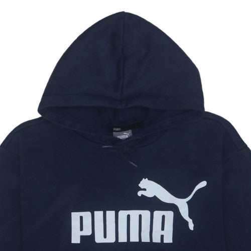 Puma Mens Blue Pullover Hoodie Size L Graphic Logo Sportswear