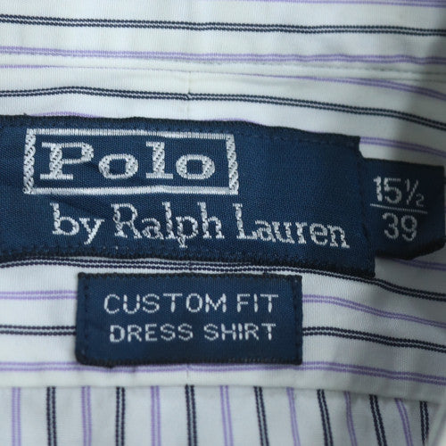 Polo Ralph Lauren Men's White Striped 15.5 Slim Fit Button-Up Shirt