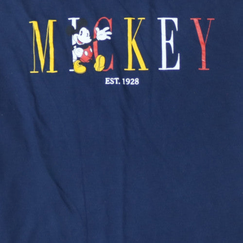 Disney Mickey Mouse Navy Blue Men's 2XL Cotton Graphic T-Shirt