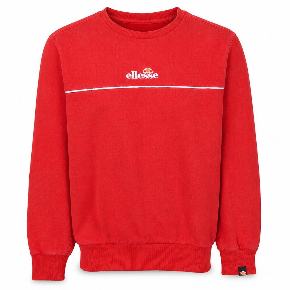 Ellesse Mens Red Crew Neck Sweatshirt Size S Logo Embroidered Pullover