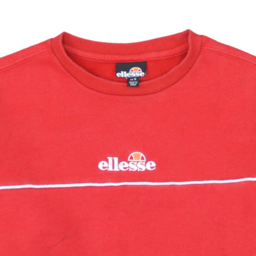 Ellesse Mens Red Crew Neck Sweatshirt Size S Logo Embroidered Pullover