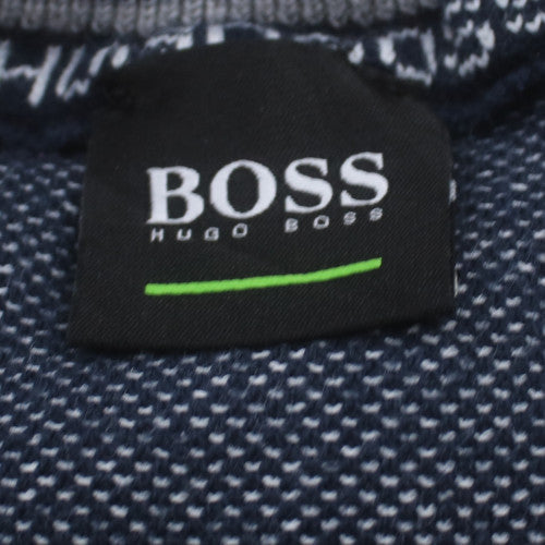Hugo Boss Men's Blue Full Zip Cotton Knit Sweatshirt M
