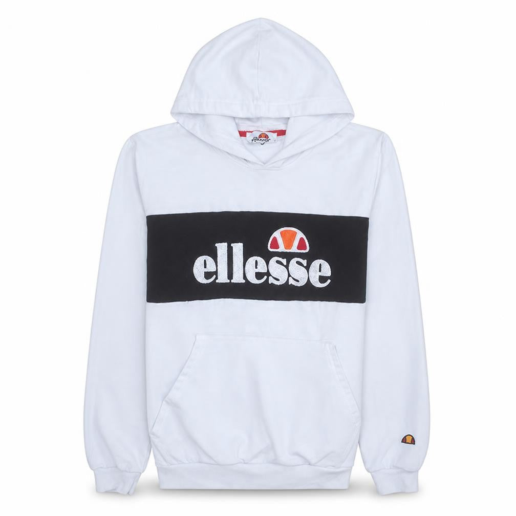 Ellesse Mens White Pullover Hoodie M Retro Logo Fleece Sweatshirt