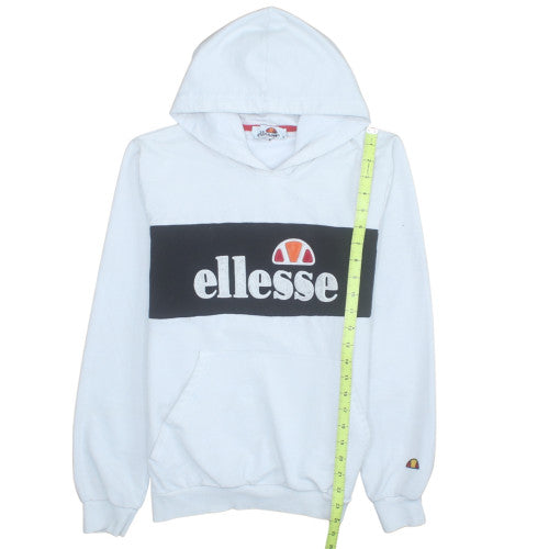 Ellesse Mens White Pullover Hoodie M Retro Logo Fleece Sweatshirt