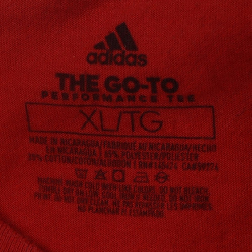adidas Men's Red XL Sports Graphic T-Shirt Cotton Blend