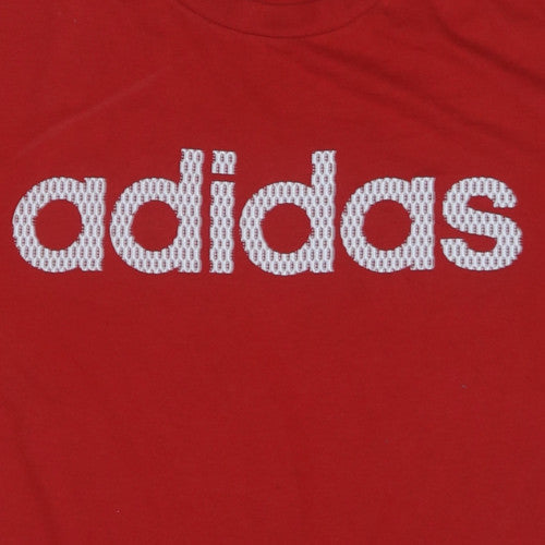 adidas Men's Red XL Sports Graphic T-Shirt Cotton Blend