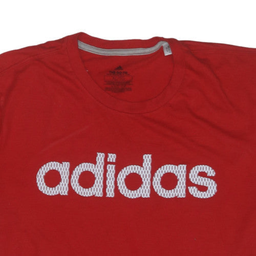 adidas Men's Red XL Sports Graphic T-Shirt Cotton Blend