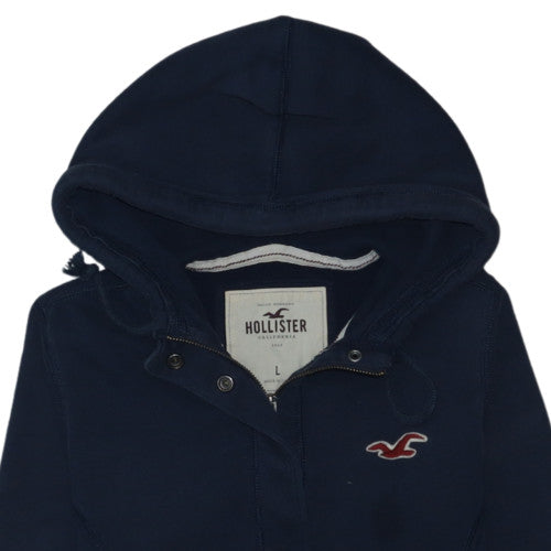 Hollister Men's Blue Full Zip Hoodie L Fleece College Style