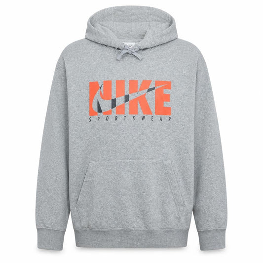 Nike Mens Grey L Pullover Hoodie Fleece Sportswear Graphic Print