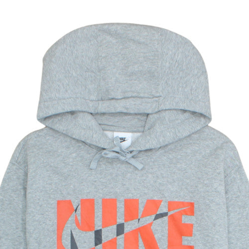 Nike Mens Grey L Pullover Hoodie Fleece Sportswear Graphic Print