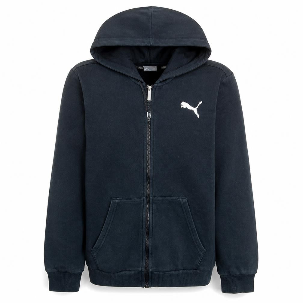 Puma Mens Black Full Zip Hoodie Size S Logo Fleece Sweatshirt