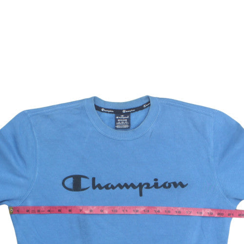 Champion Men's Blue Logo Crew Neck Fleece Sweatshirt M