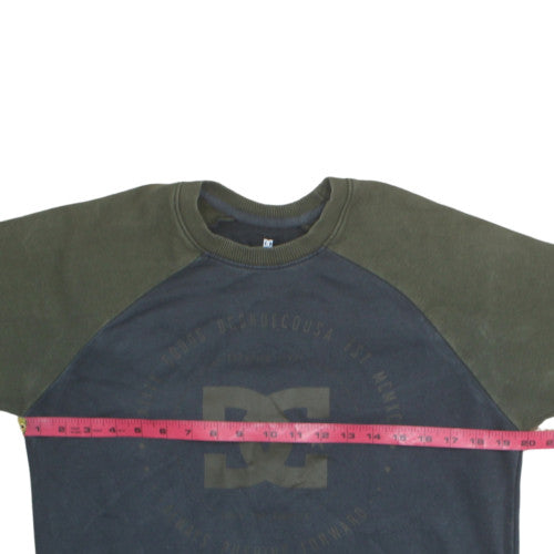 DC Men Green Crew Neck Fleece Logo Sweatshirt Size Small
