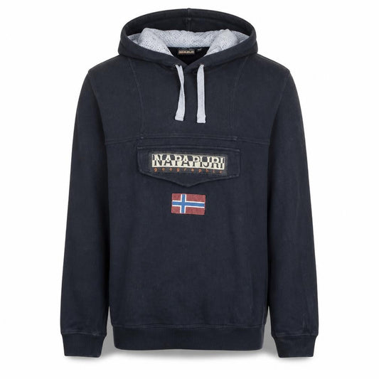 Napapijri Men's Black Pullover Hoodie M Logo Outdoor Fleece