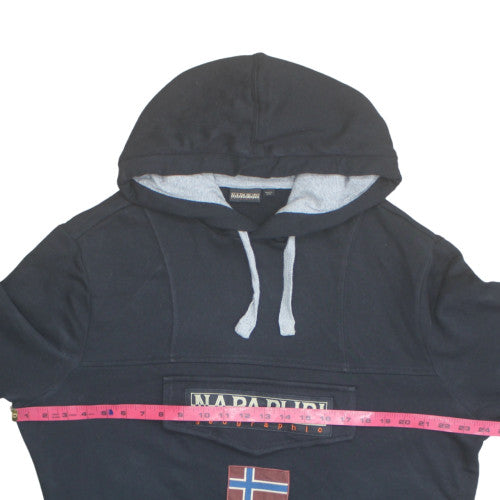 Napapijri Men's Black Pullover Hoodie M Logo Outdoor Fleece
