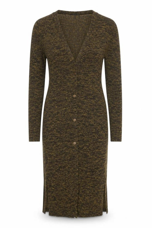 Topshop Women Brown Knit Bodycon Midi Dress Size 6 Long Sleeve