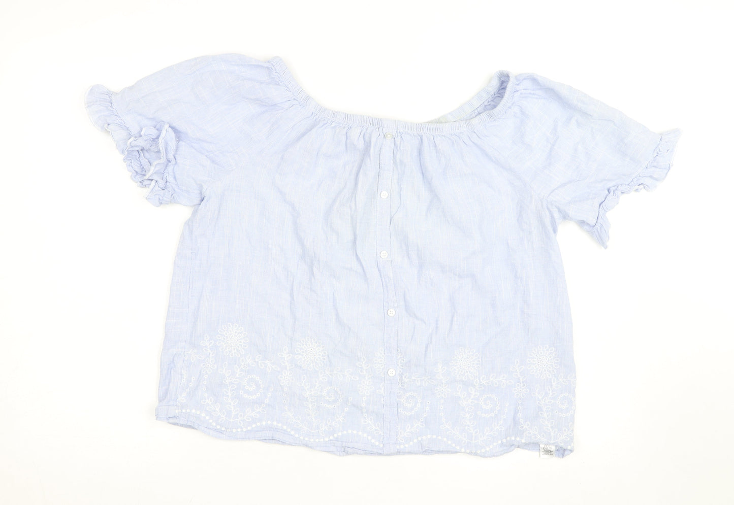 St. Bernard Blue Embroidered Cotton Tunic Blouse Women’s Size 16