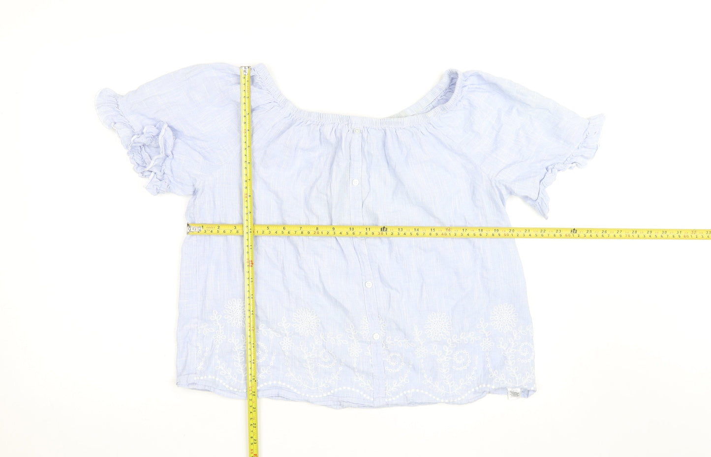 St. Bernard Blue Embroidered Cotton Tunic Blouse Women’s Size 16
