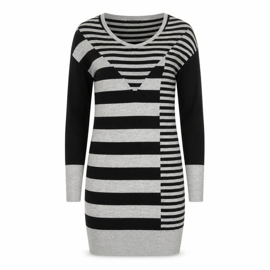 Ted Baker Women’s Grey Striped Wool Jumper Dress Size S Cowl Neck