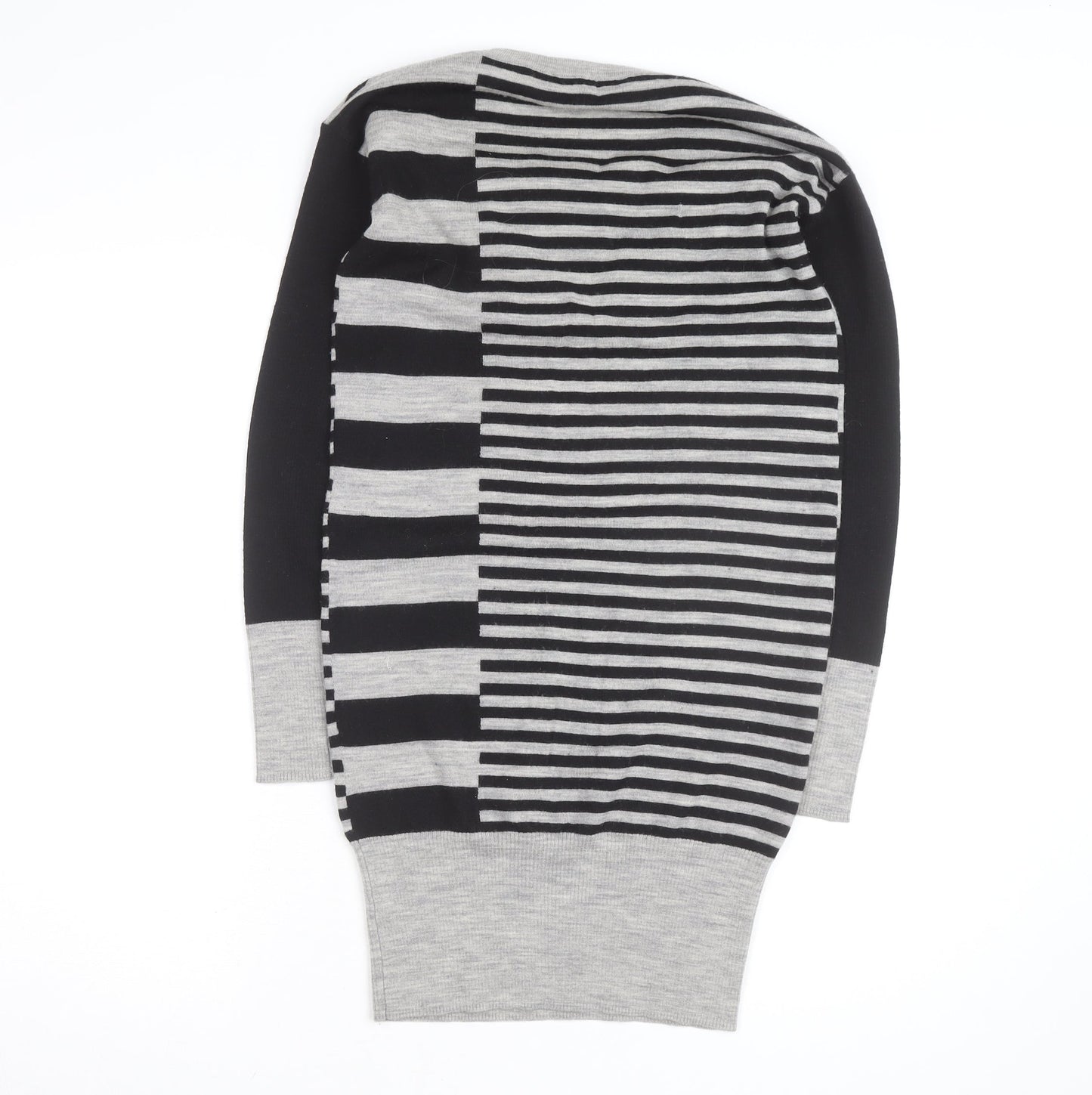Ted Baker Women’s Grey Striped Wool Jumper Dress Size S Cowl Neck