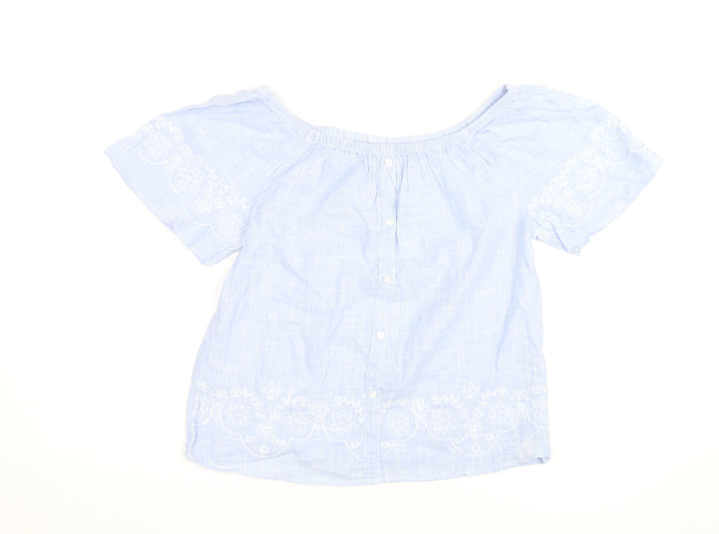 Dunnes Stores Women’s Blue Embroidered Off Shoulder Blouse Size 8