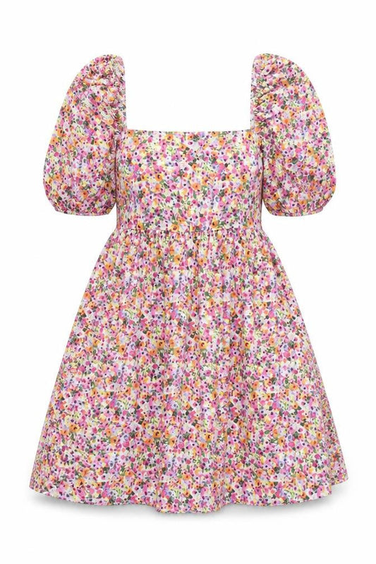Primark Women’s Multicoloured Floral Skater Dress S Short Puff Sleeve