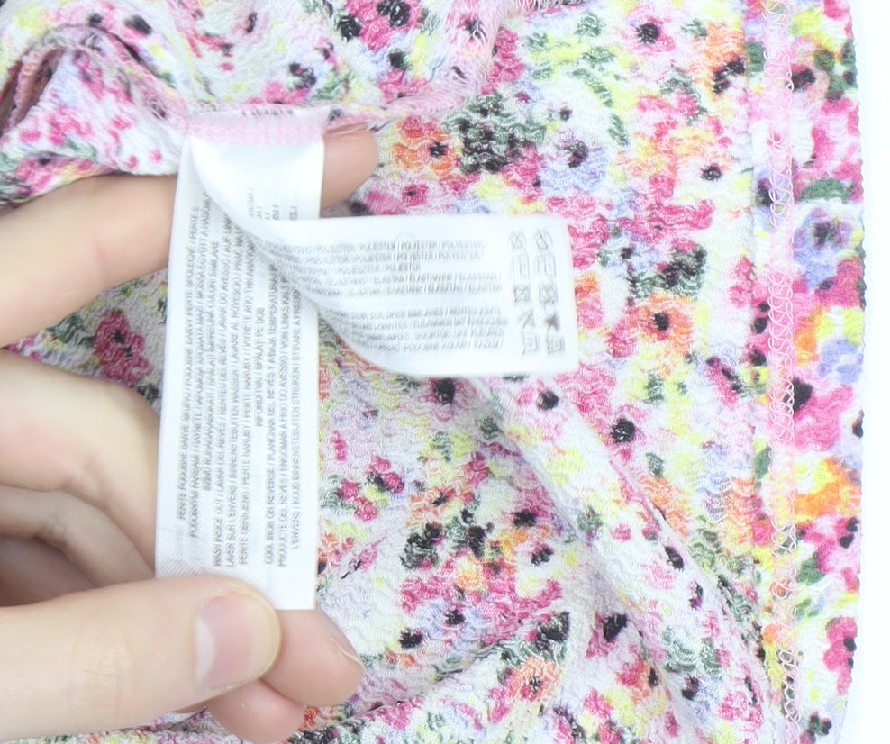 Primark Women’s Multicoloured Floral Skater Dress S Short Puff Sleeve