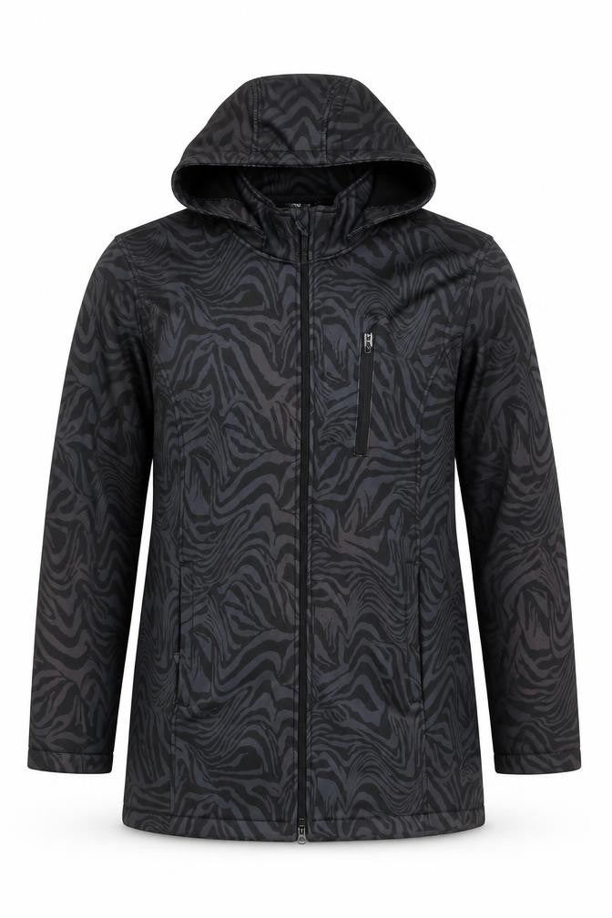 H&M Mens Black Animal Print Softshell Hooded Jacket Size M