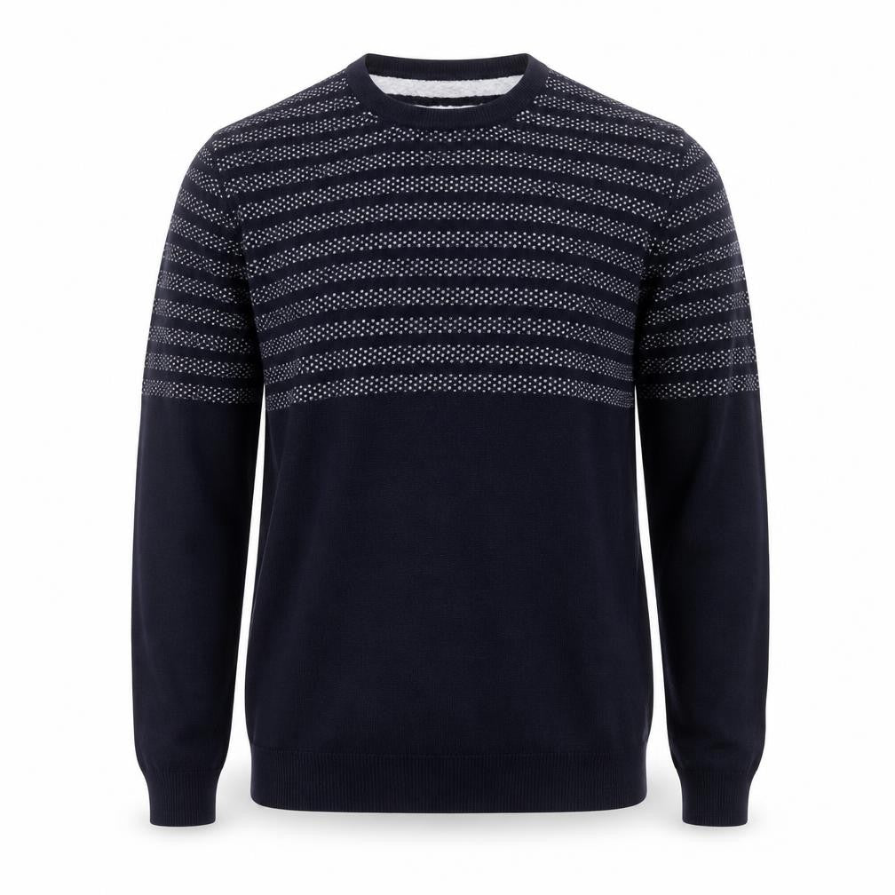Mango Men Blue Striped Cotton Crew Neck Jumper Size L