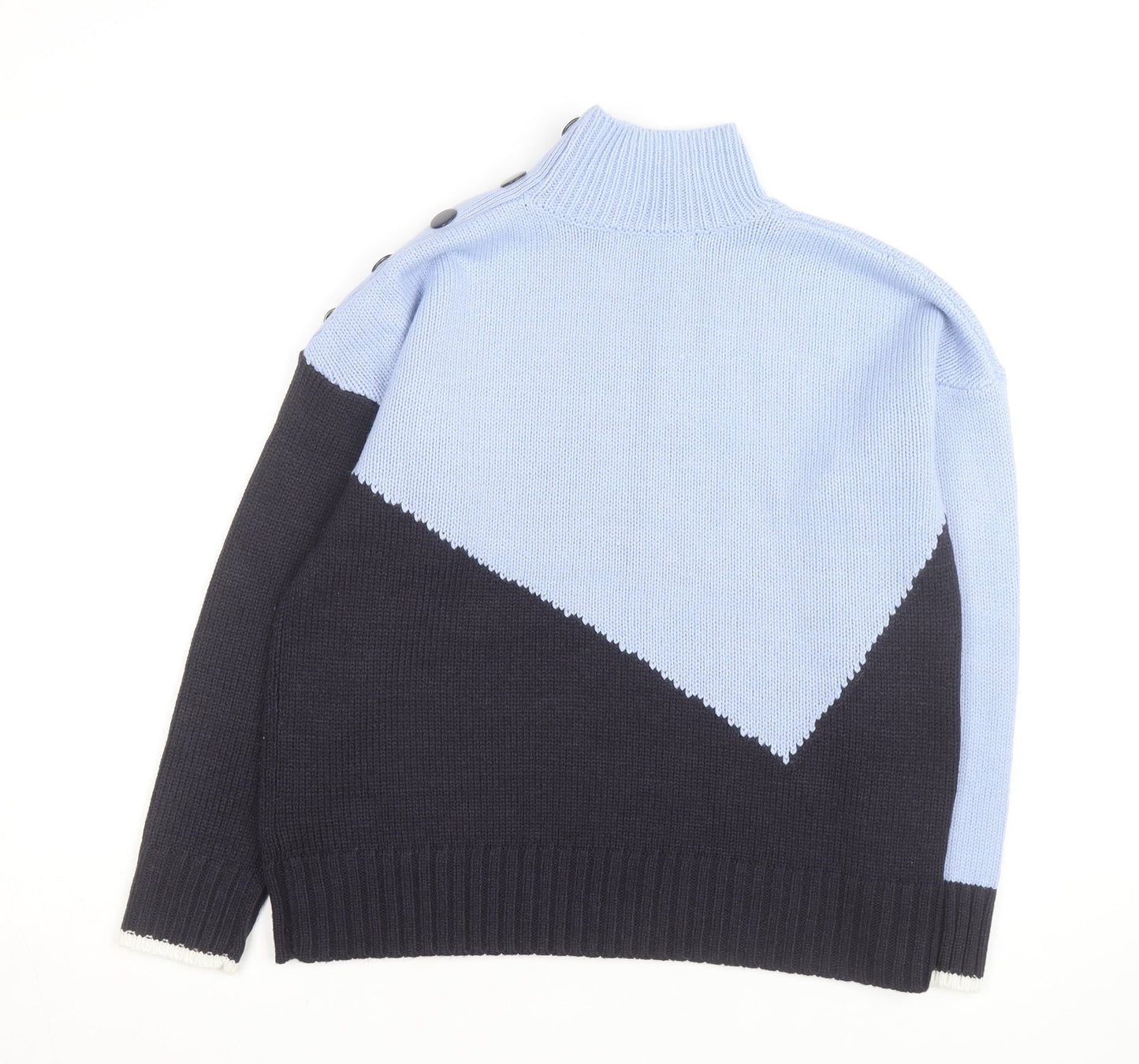 Marks and Spencer Women’s Blue Mix Geometric Mock Neck Pullover Jumper XS