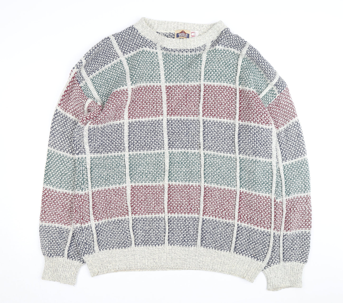 American Edition Men's Multicoloured XL Chunky Knit Cotton Jumper