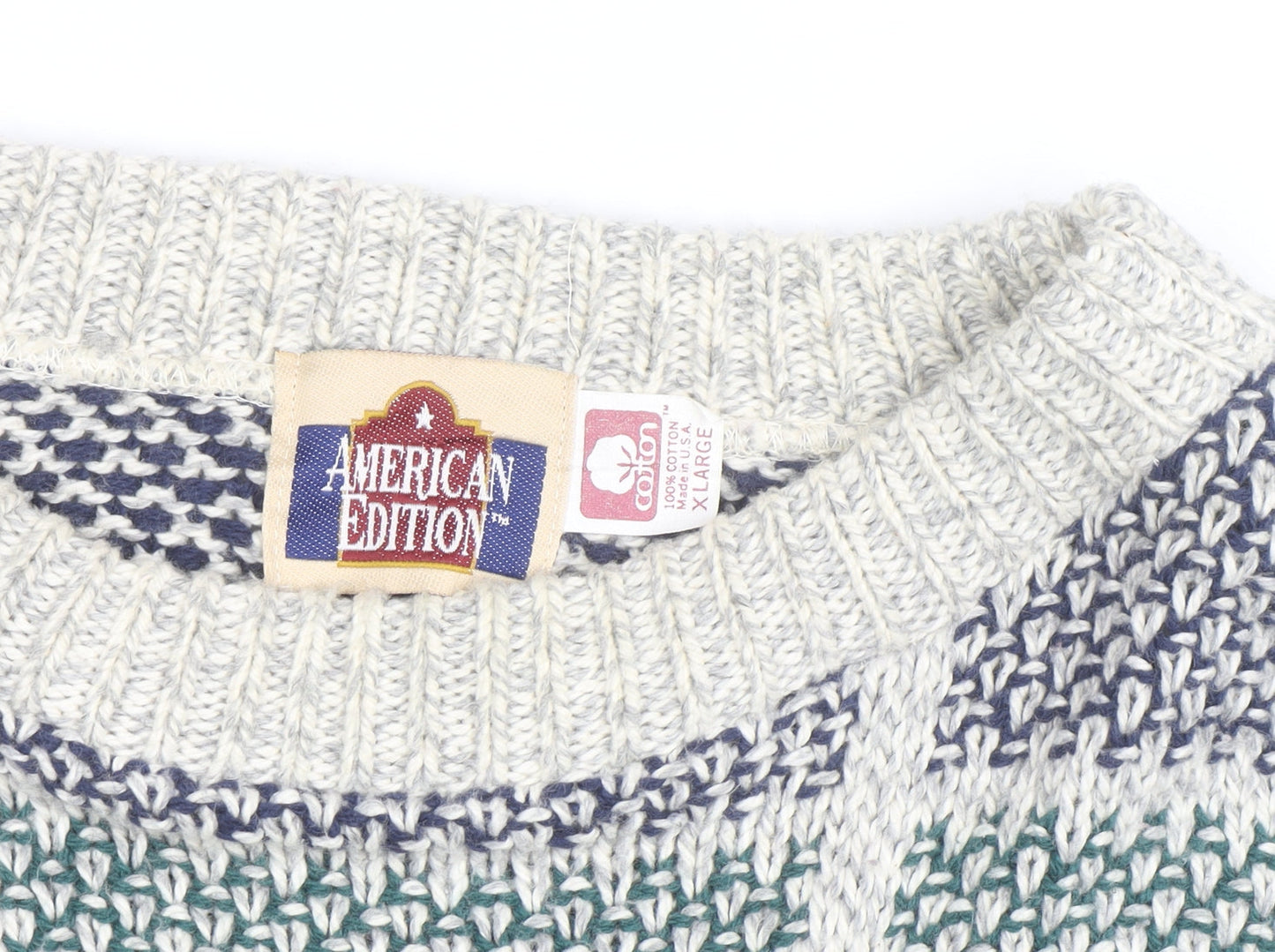 American Edition Men's Multicoloured XL Chunky Knit Cotton Jumper