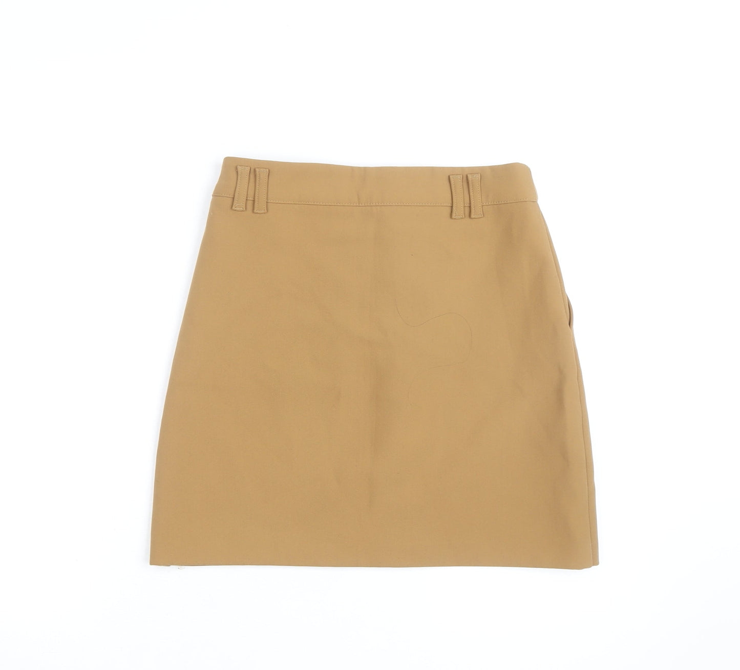 Zara Women Beige Cotton Twill Knee Length Pencil Skirt S