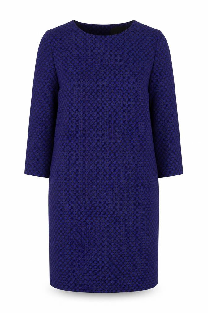Pomodoro Women Blue Geometric Knee Length Shift Dress Size 14