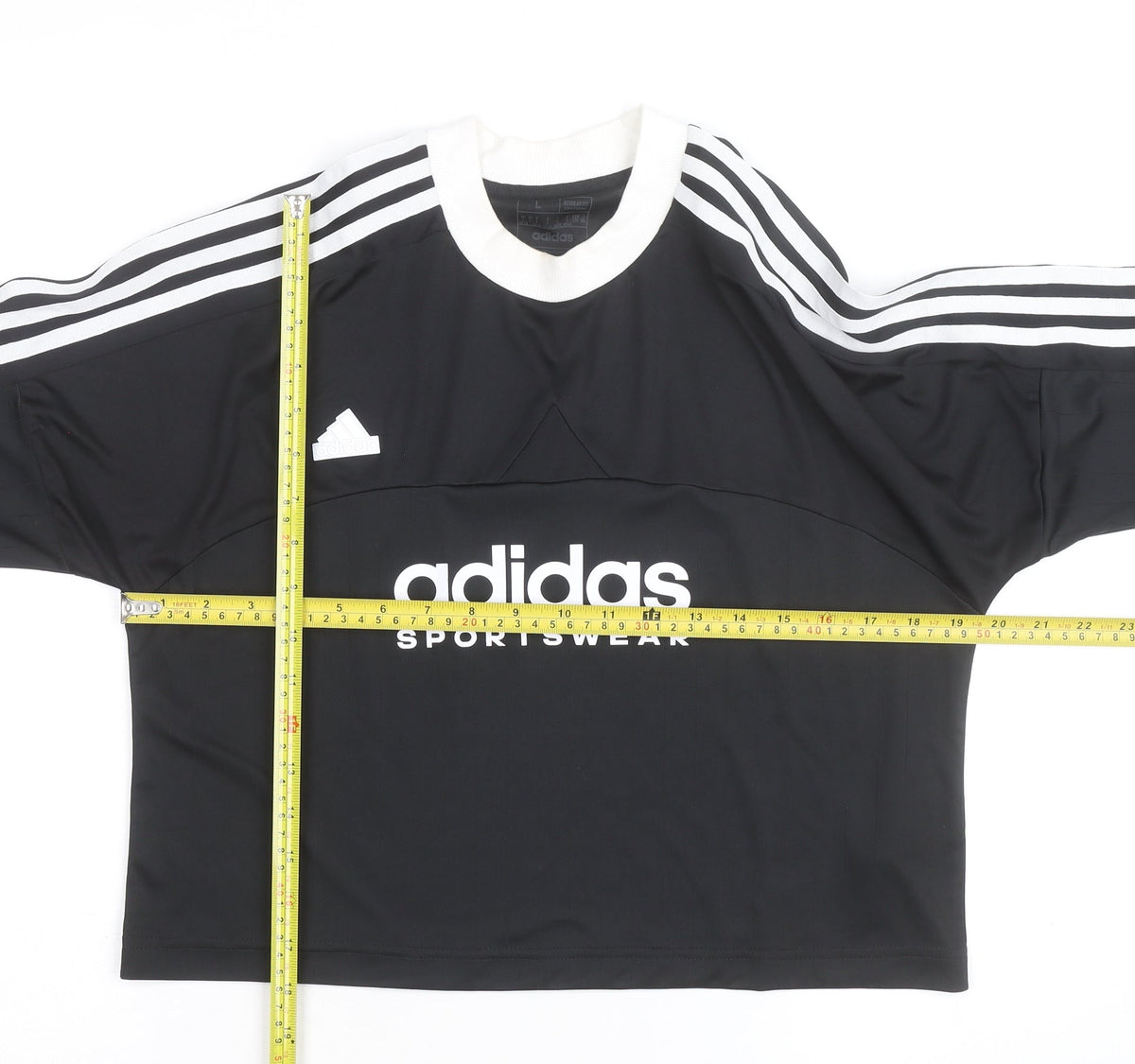 Adidas Womens Black Long Sleeve Cropped Sportswear Top L Regular Fit