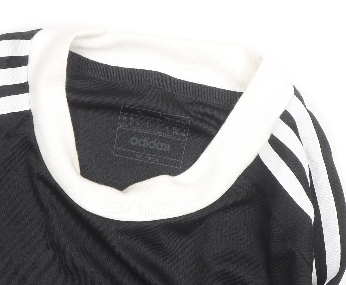 Adidas Womens Black Long Sleeve Cropped Sportswear Top L Regular Fit
