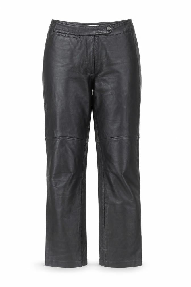 Hugo Buscati Women's Black Leather Straight Trousers XS