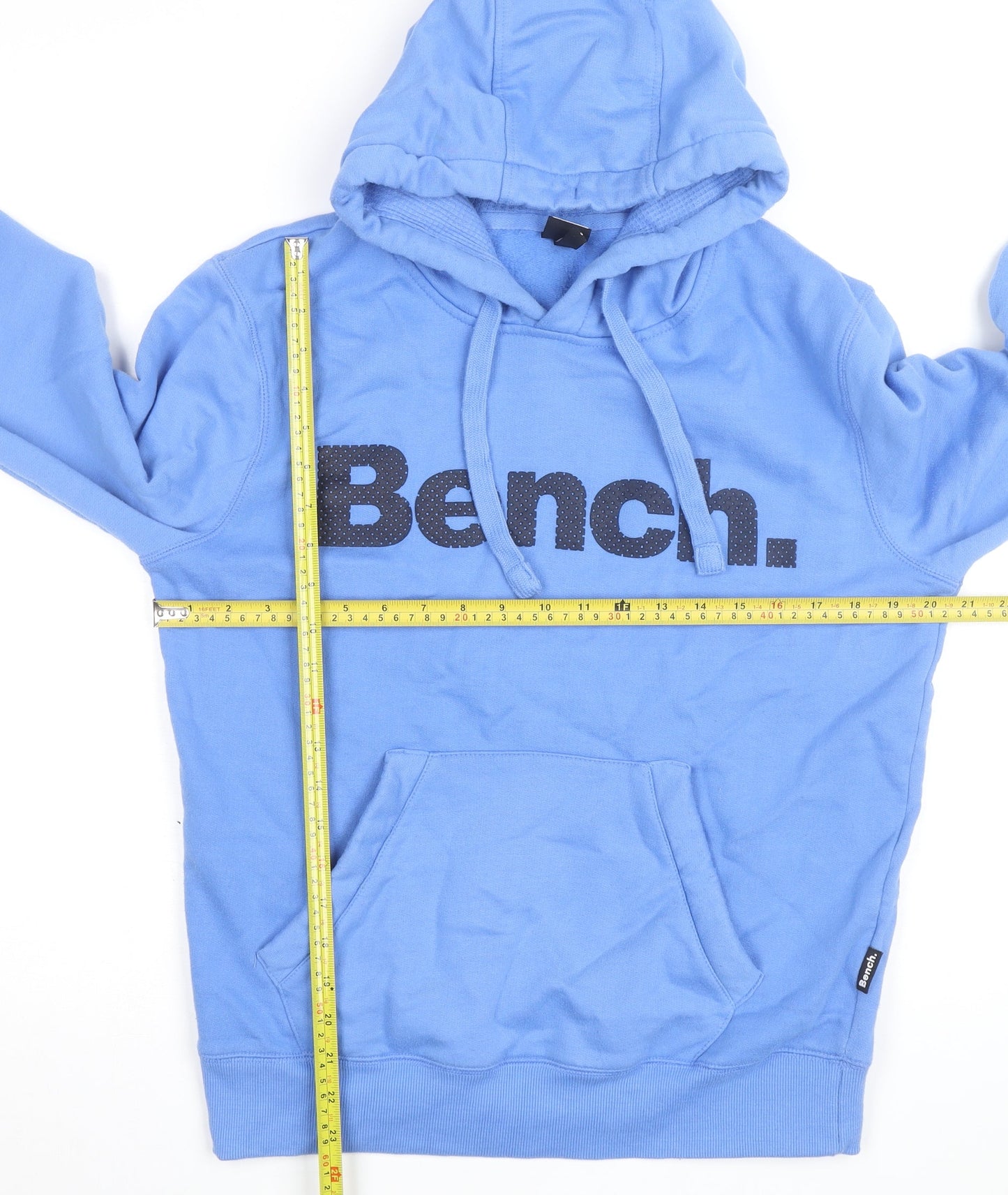 Bench Men's Blue Pullover Hoodie Small Logo Fleece Sweatshirt
