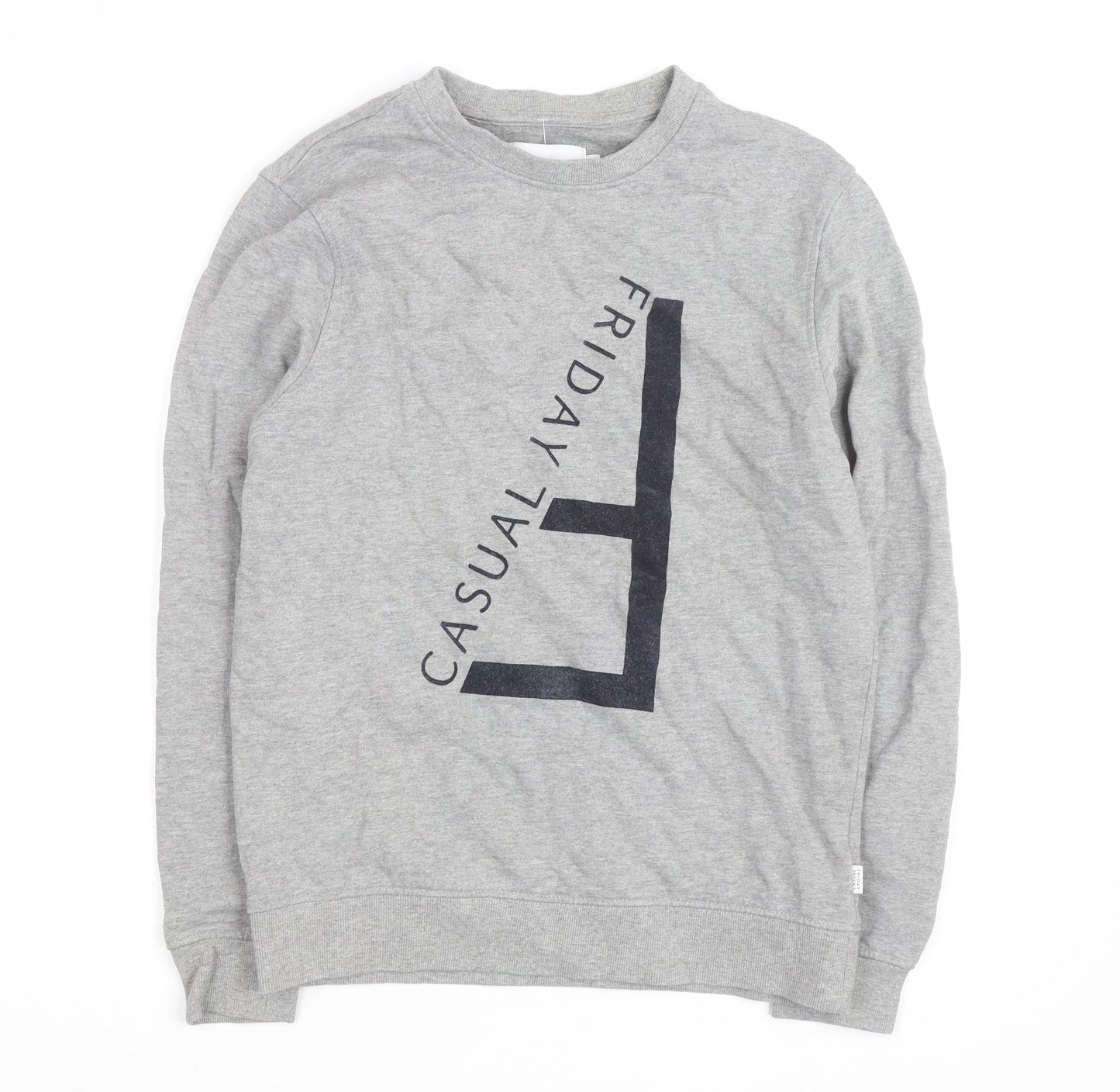 Casual Friday Men's Grey Graphic Crew Neck Sweatshirt Size S