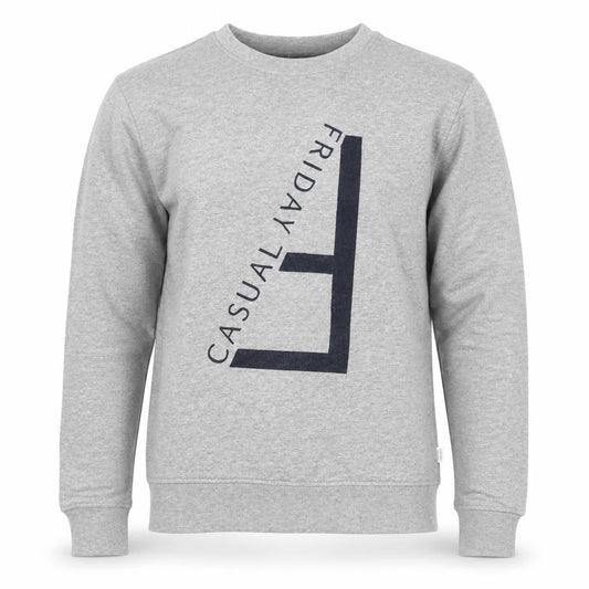 Casual Friday Men's Grey Graphic Crew Neck Sweatshirt Size S