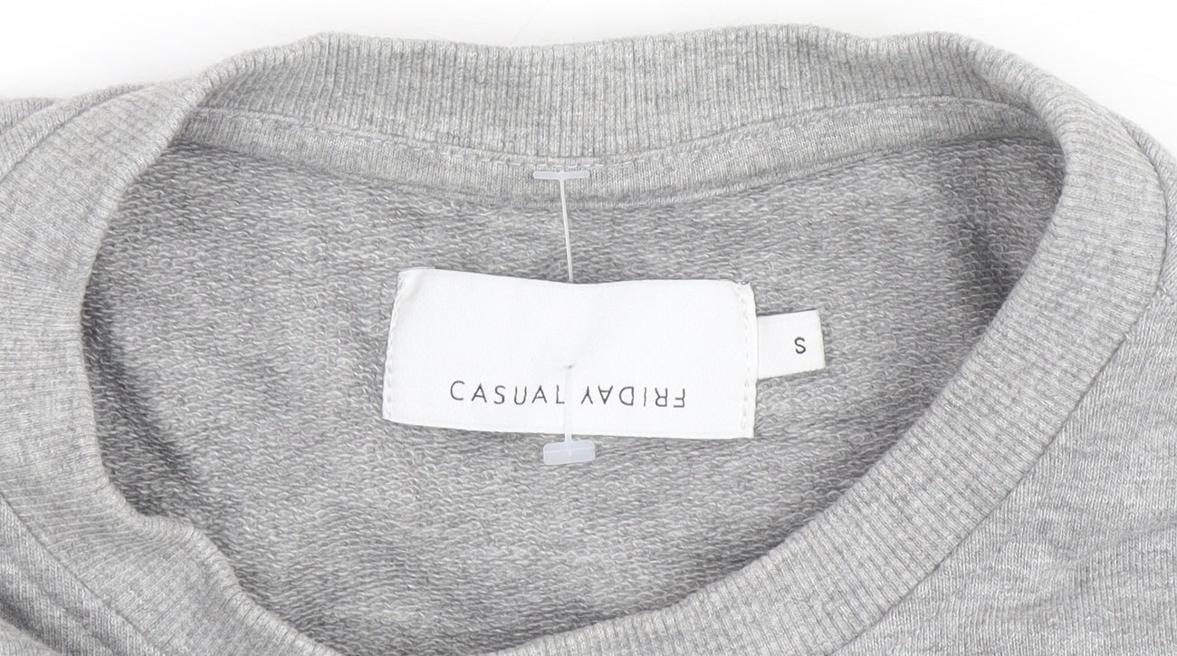 Casual Friday Men's Grey Graphic Crew Neck Sweatshirt Size S