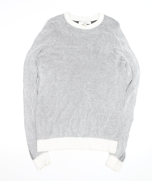 River Island Men's Grey Cotton Knit Crew Neck Jumper Size S