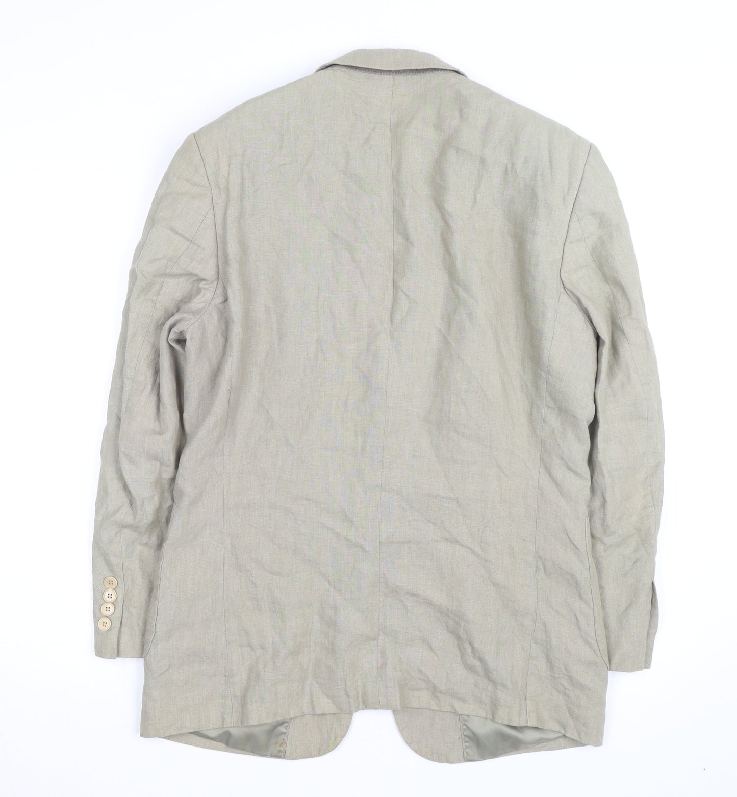Butler and Webb Women’s Beige Linen Blazer M Button Mid-Length
