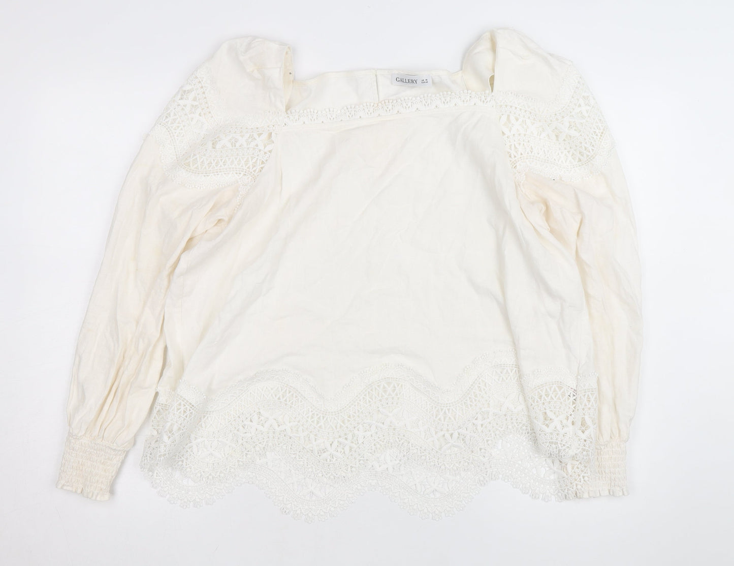 Gallery Women Ivory Lace Tunic Blouse Size 18 Long Sleeve