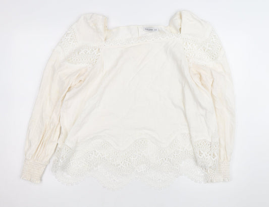 Gallery Women Ivory Lace Tunic Blouse Size 18 Long Sleeve