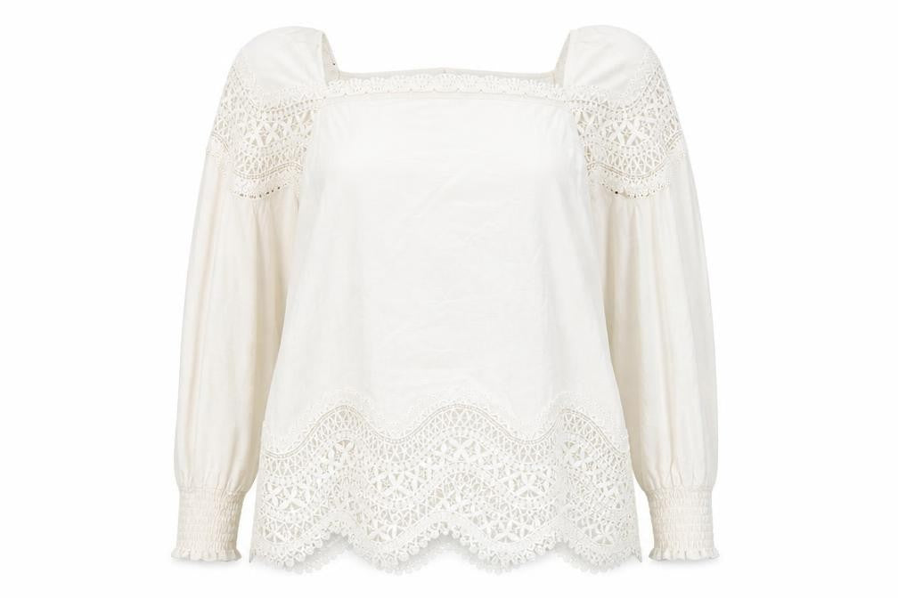 Gallery Women Ivory Lace Tunic Blouse Size 18 Long Sleeve